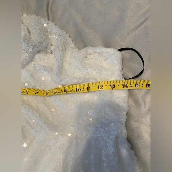 Marciano by guess One-Shoulder White Sequin wrap Dress xs bridal party formal - Picture 5 of 7